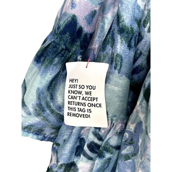 NWT Asos Design Blue Floral Tiered Voile Mini Dress Twist Front Size 14 - Picture 9 of 11